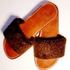 Sandales moumoute marron en cuir